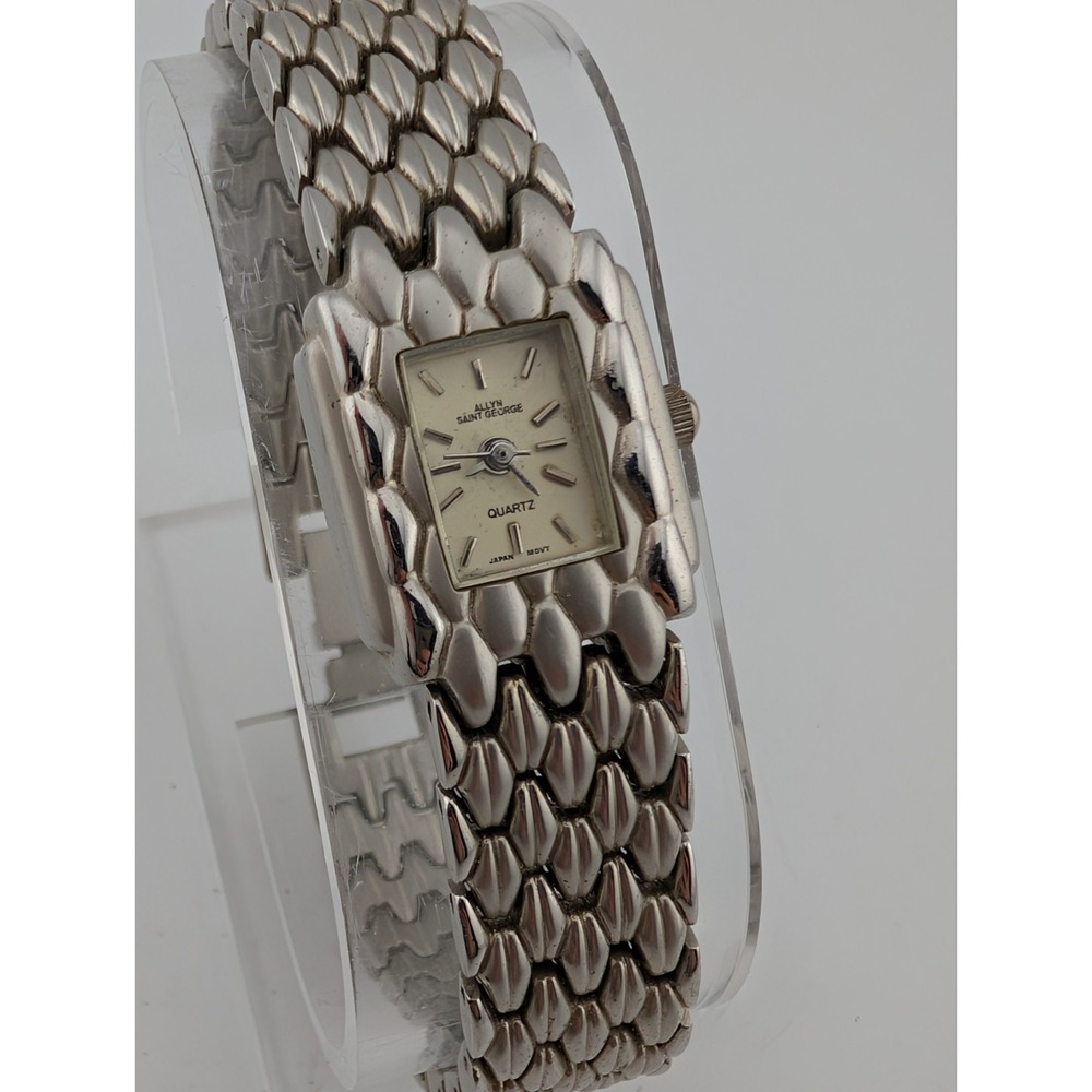 Vintage Allyn‎ St George Watch Women 19mm Case Silver 7.25" Band- New Battery